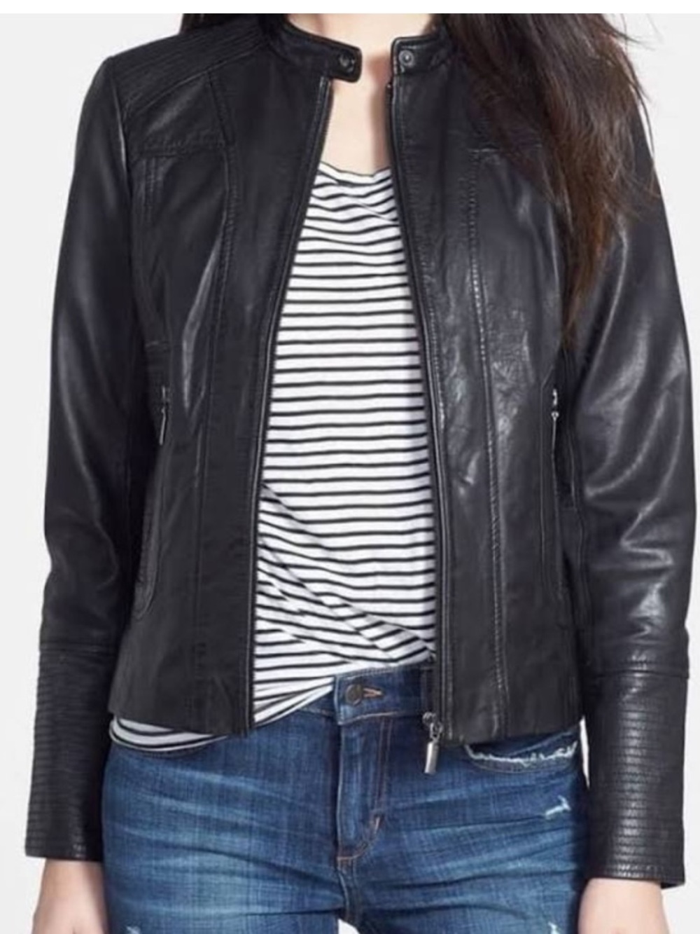 Bernardo Black Leather Moto Jacket